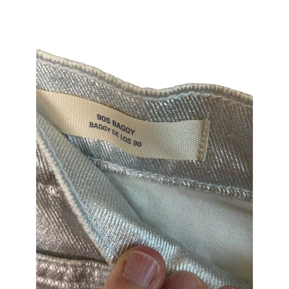 Silver Jeans Metallic 90s Baggy Womens Festival Futuristic Streetwear‎ Jeans 4 - Picture 5 of 8